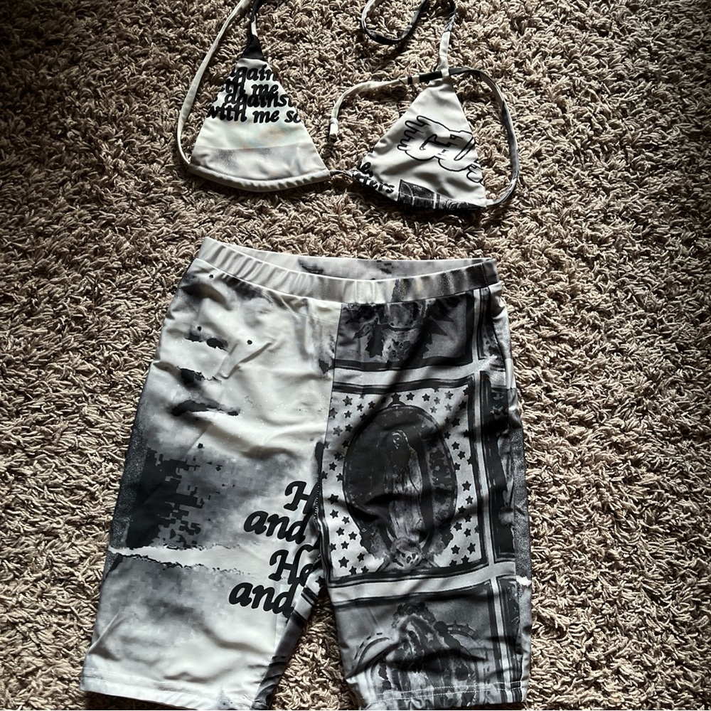 Guizio bikini top and biker shorts